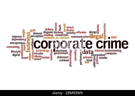 Corporate crime word cloud concept on white background Stock Photo