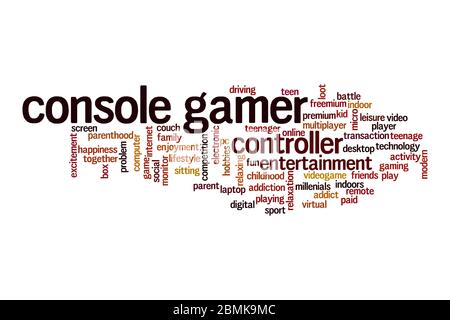 Console gamer word cloud concept on white background Stock Photo