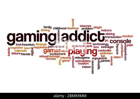 Gaming addict word cloud concept on white background Stock Photo