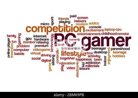 PC gamer word cloud concept on white background Stock Photo