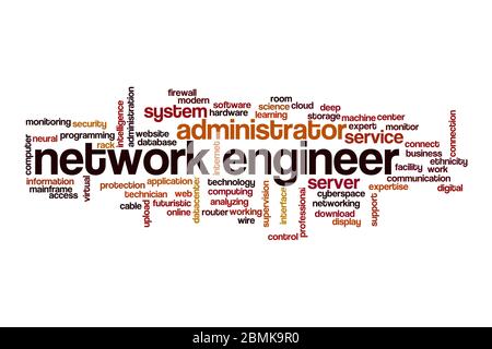 Network engineer word cloud concept on white background Stock Photo