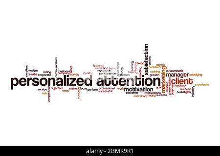 Personalized attention word cloud concept on white background Stock Photo