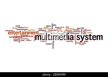 Multimedia system word cloud concept on white background Stock Photo