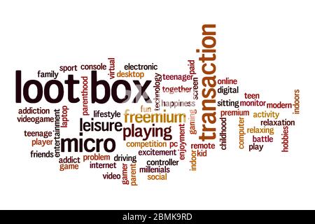 Loot box word cloud concept on white background Stock Photo