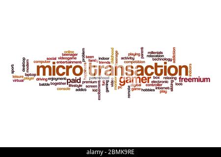 Micro transaction word cloud concept on white background Stock Photo