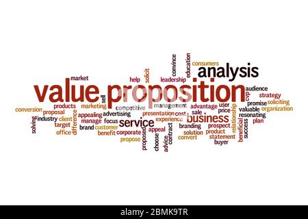 Value proposition word cloud concept on white background Stock Photo