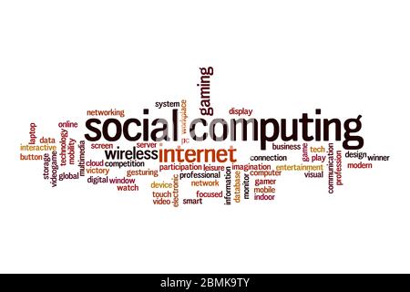 Social computing word cloud concept on white background Stock Photo