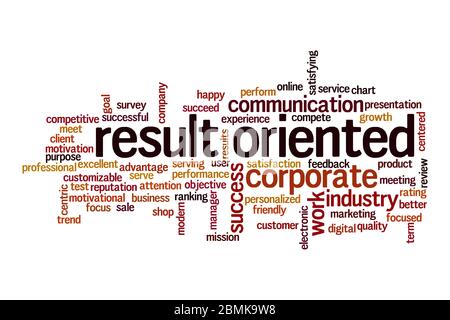 Result oriented word cloud concept on white background Stock Photo