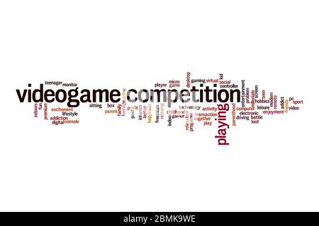 Videogame competition word cloud concept on white background Stock Photo