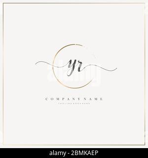 Initial Letter YR handwriting logo hand drawn template vector, logo for beauty, cosmetics, wedding, fashion and business, and other Stock Vector