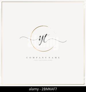 Initial Letter YT handwriting logo hand drawn template vector, logo for beauty, cosmetics, wedding, fashion and business, and other Stock Vector