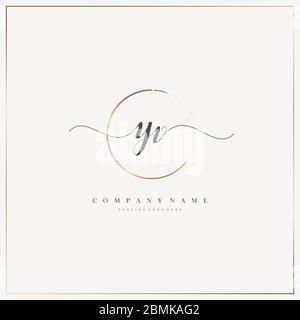 Initial Letter YV handwriting logo hand drawn template vector, logo for beauty, cosmetics, wedding, fashion and business, and other Stock Vector