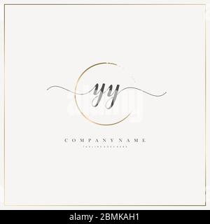 Initial Letter YY handwriting logo hand drawn template vector, logo for beauty, cosmetics, wedding, fashion and business, and other Stock Vector