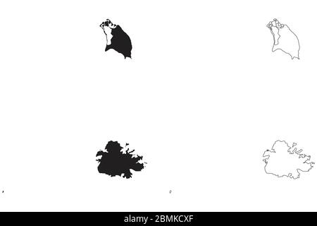 Antigua and Barbuda Country Map. Black silhouette and outline isolated on white background. EPS Vector Stock Vector