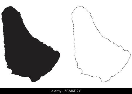 Barbados Country Map. Black silhouette and outline isolated on white background. EPS Vector Stock Vector