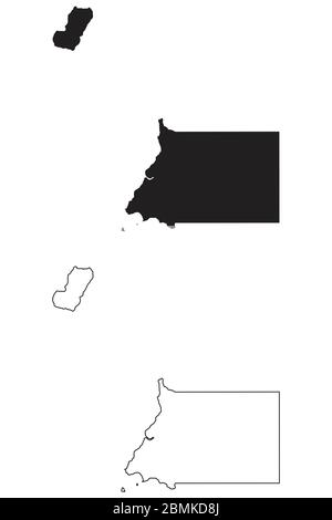 Equatorial Guinea Country Map. Black silhouette and outline isolated on white background. EPS Vector Stock Vector