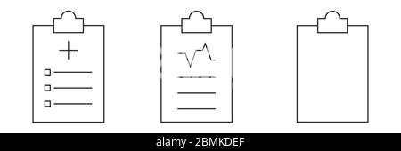 Medical Report Clipboard Outline Set. EPS Vector Stock Vector