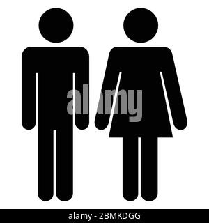 Man Woman Stick Figure Icon. Black and white illustration pictogram EPS Vector Stock Vector