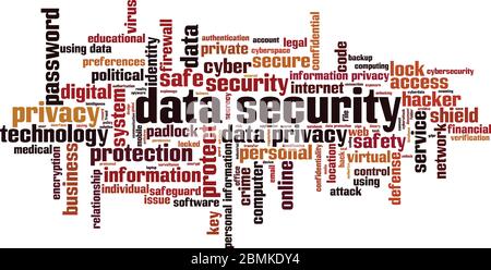Data security word cloud concept. Collage made of words about data security. Vector illustration Stock Vector