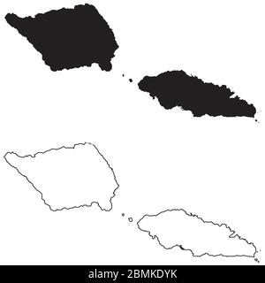 Samoa Country Map. Black silhouette and outline isolated on white background. EPS Vector Stock Vector