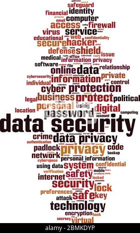 Data security word cloud concept. Collage made of words about data security. Vector illustration Stock Vector