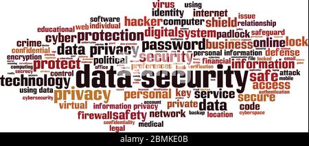 Data security word cloud concept. Collage made of words about data security. Vector illustration Stock Vector