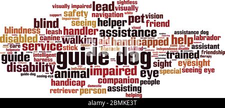 Guide dog word cloud concept. Collage made of words about guide dog. Vector illustration Stock Vector