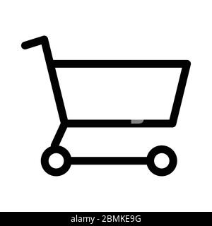 Shopping Cart Trolley Checkout Black and White Outline Icon Stock Vector