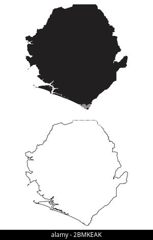 Sierra Leone Country Map. Black silhouette and outline isolated on white background. EPS Vector Stock Vector