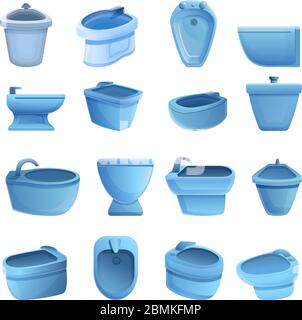 Bidet icons set. Cartoon set of bidet vector icons for web design Stock Vector