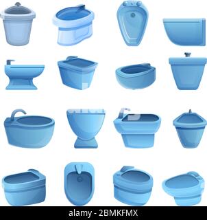Bidet icons set. Cartoon set of bidet vector icons for web design Stock Vector