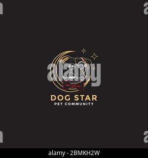 Bulldog pet community logo design illustration Stock Vector