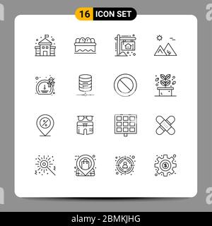 Pictogram Set of 16 Simple Outlines of cancel ride, service legal ...