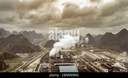 aerial view of alumina factory Stock Photo