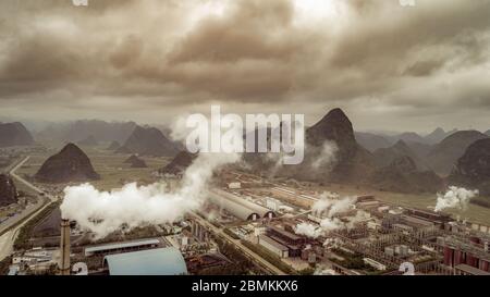 aerial view of alumina factory Stock Photo