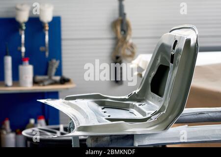 Car element body after painting. Drying parts of the automobile  Stock Photo