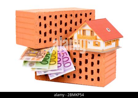 brick and tools for house construction Stock Photo