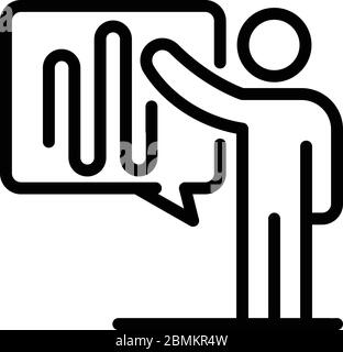 Man and sound wave in bubble icon, outline style Stock Vector