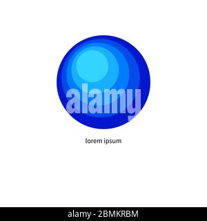 Blue planet minimal logo. Layered circle. Symbol of environmental protection, ecology. Abstract round graphic design element Stock Vector