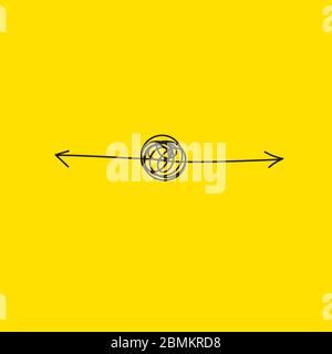 Concept of Conflict or Contradictions. Hand drawn Arrows pointing in different directions. Opposition icon. Metaphor for Antagonism. Contradictions in business development strategy Stock Vector