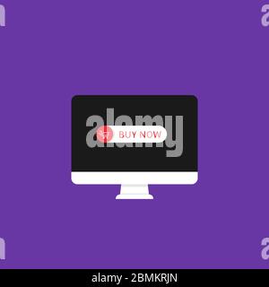 Monitor with buy now button Stock Vector