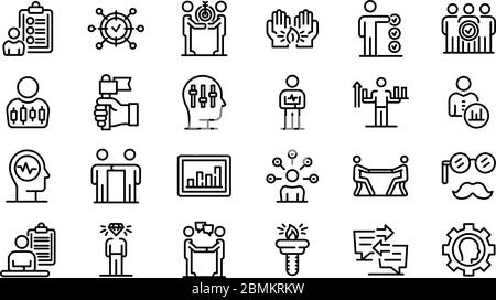 Personal traits icons set, outline style Stock Vector