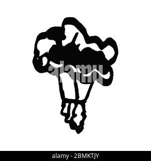 Sign broccoli in doodle style isolated on white background. Vector hand drawn sketch outline illustration. Eco product. Coloring book for kids. Logo. Stock Vector