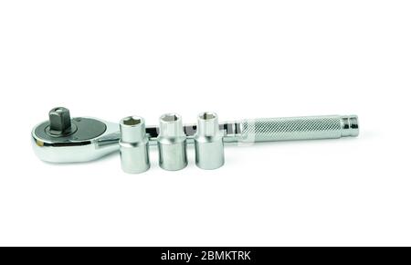 Socket spanner wrenches isolated on white background with clupping path Stock Photo