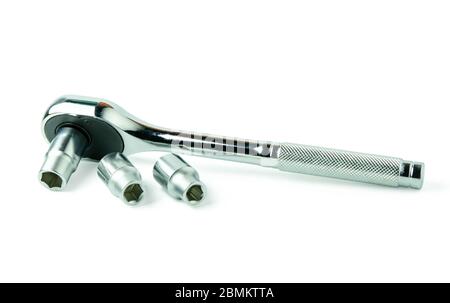 Socket spanner wrenches isolated on white background with clupping path Stock Photo