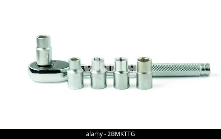 Socket spanner wrenches isolated on white background with clupping path Stock Photo