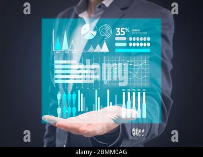 Businessman showing image of software for online business Stock Photo