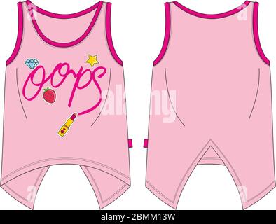 Girls fit shirt tank model textile pattern pink Stock Vector