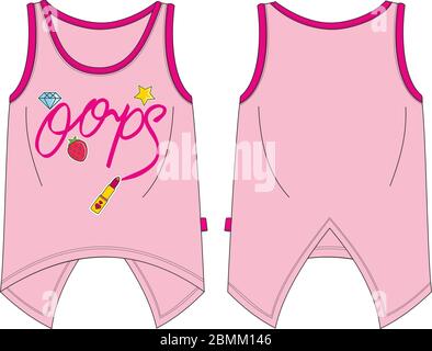 Girls fit shirt tank model textile pattern pink Stock Vector