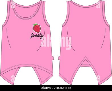 Girls fit tank shirt pink sweaty template Stock Vector